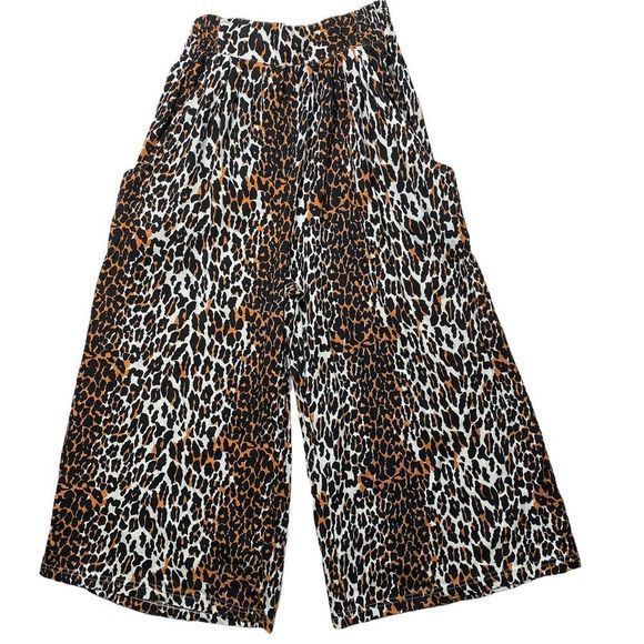 Last Exit VTG 100% Cotton Boho/ Festival Leopard  Midi Pants Sz M‎ - Picture 1 of 5
